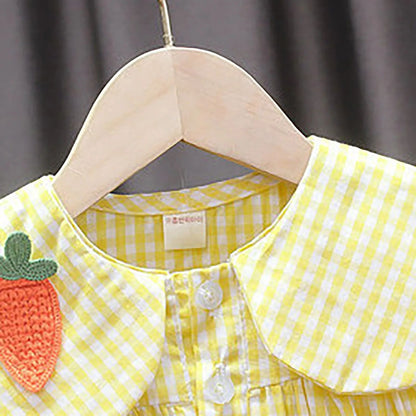 Summer Clothes Sets Girls Cute Fruit Cotton Girls Plaid Sweet Princess 2pcs Suit Children's Clothing Baby Clothes Girls 0-24M