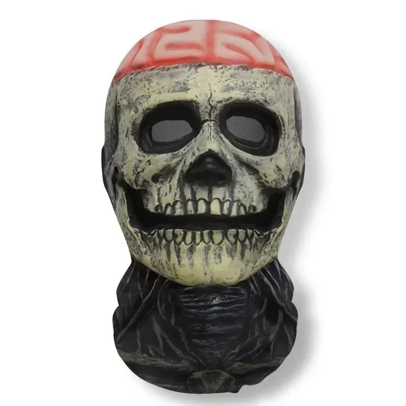 Halloween Cosplay Headwear Fashion Hip Hop Hood Hat Headgear 3D Full Face Mask Elastic Mesh Ghost Face Mask for Horror Party