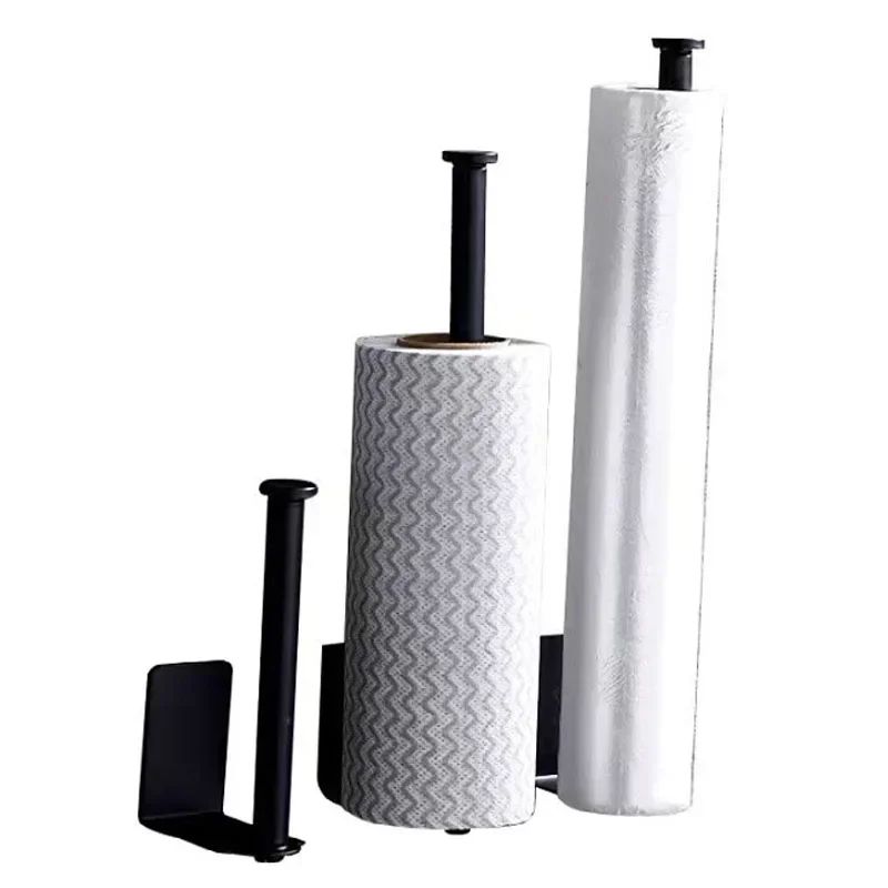 Stainless Steel Paper Towel Holder Self Adhesive Toilet Roll Paper Holder No Punching Kitchen Bathroom Lengthen Storage Rack