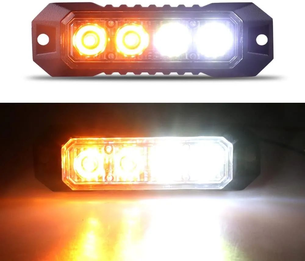 1PCS 4LED Strobe Warning Grille Flashing Lights Emergency Universal Trailer Truck Police Strobos Car Security Signal Lamp 12-24V
