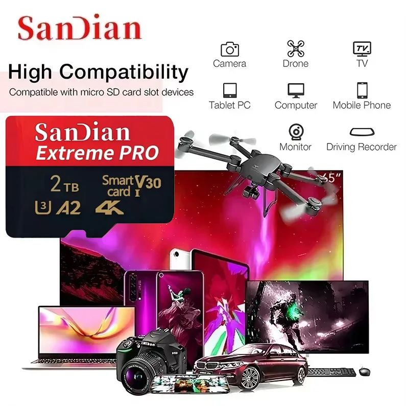 High Speed Micro TF/SD 512GB Original TF Flash Card 1TB SD Card 128GB 256GB High Capacity Memory Card for Laptops/PC/MAC/Phones