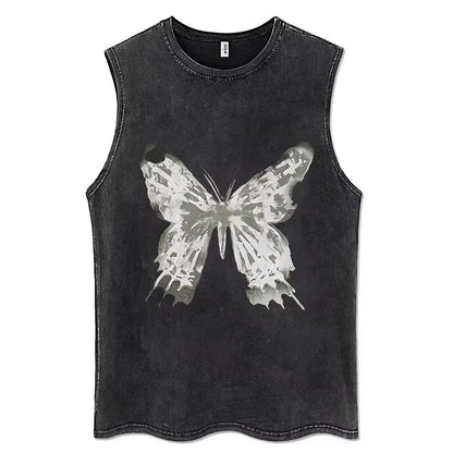 2025 Gothic Washed American Vintage Tank Tops Man Sleeveless Shirt Summer New Trendy Y2k Clothes Casual Gym Vest Oversized