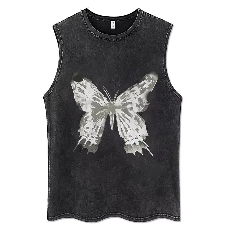 2025 Gothic Washed American Vintage Tank Tops Man Sleeveless Shirt Summer New Trendy Y2k Clothes Casual Gym Vest Oversized