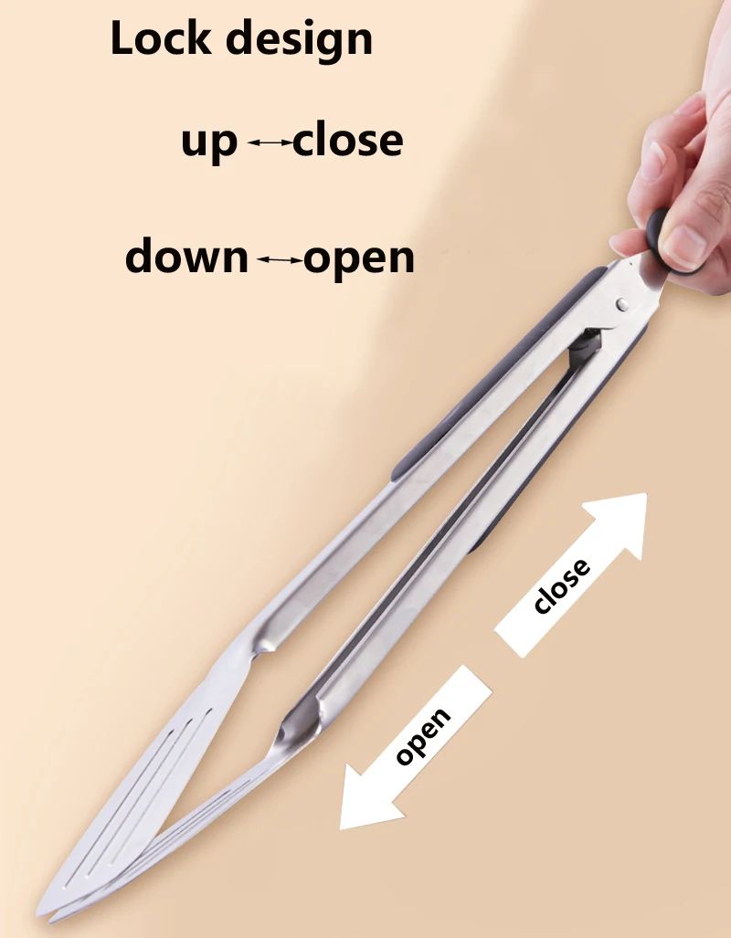 BBQ Grill Tongs Salad Steak Spaghetti Candy Charcoal Meat Stainless Steel Camping Barbecue Kitchen Frying Food Clips Clamp