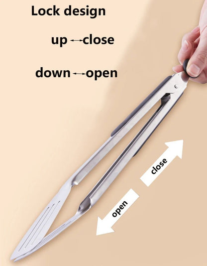 BBQ Grill Tongs Salad Steak Spaghetti Candy Charcoal Meat Stainless Steel Camping Barbecue Kitchen Frying Food Clips Clamp