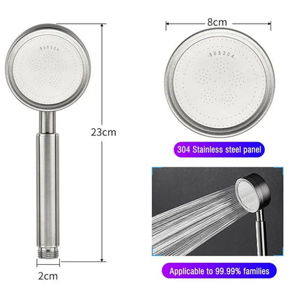 SUS 304 Stainless Steel Bathroom Handheld Shower Head High Pressure Water Saving Sprayer Nozzle Supercharged Rainfall Showerhead