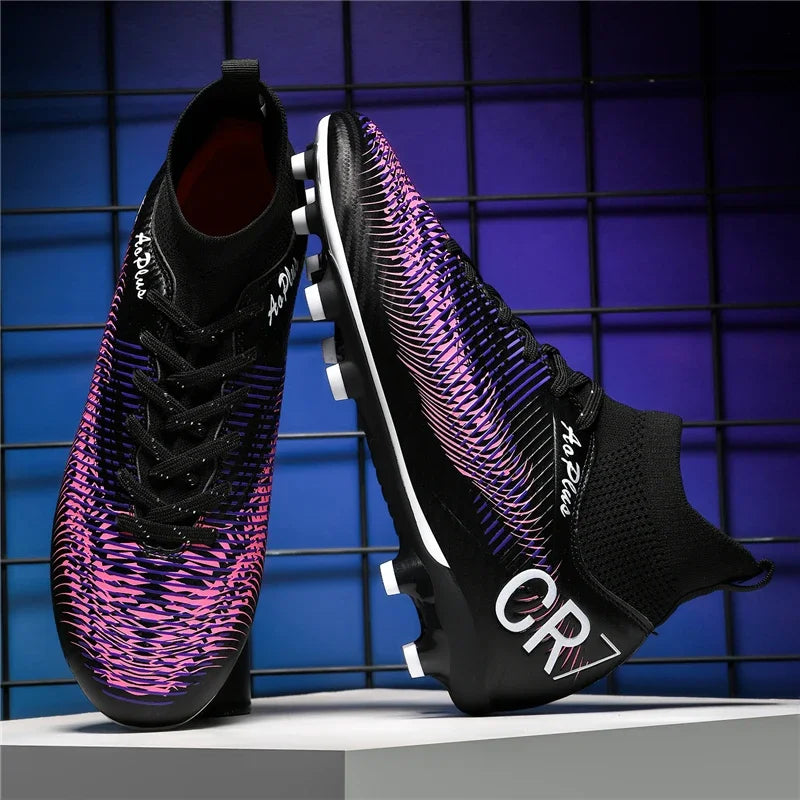 New Men Soccer Shoes Long Spikes Outdoor Sport Training Football Boots Cleats Adult Non Slip Boys Breathable Match Comfortable