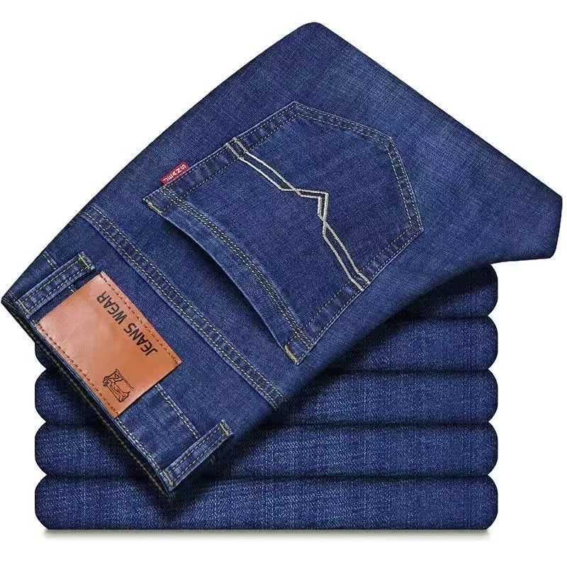 Quatro Estações Calça Jeans Perna Reta Elástica Casual de Negócios Calça Jeans Atacado Homem Masculino Adulto Cavalheiro Confortável Alta Qualidade