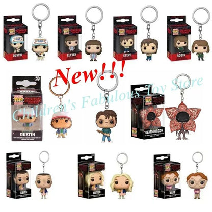 13 Estilos FUNKO Pocket Chaveiro Stranger Eleven Dustin Barb Steve Demogorgon Bonecos de Ação Brinquedos COISAS com Caixa