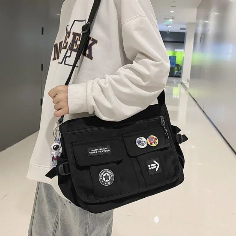 Harajuku Men Nylon Crossbody Bags for Women Messenger Bag Girls School Book Bags Youth Canvas Handbags Shoulder Bag Sac Bolsas