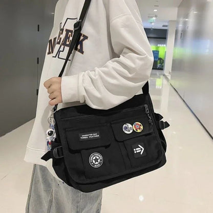 Harajuku Men Nylon Crossbody Bags for Women Messenger Bag Girls School Book Bags Youth Canvas Handbags Shoulder Bag Sac Bolsas