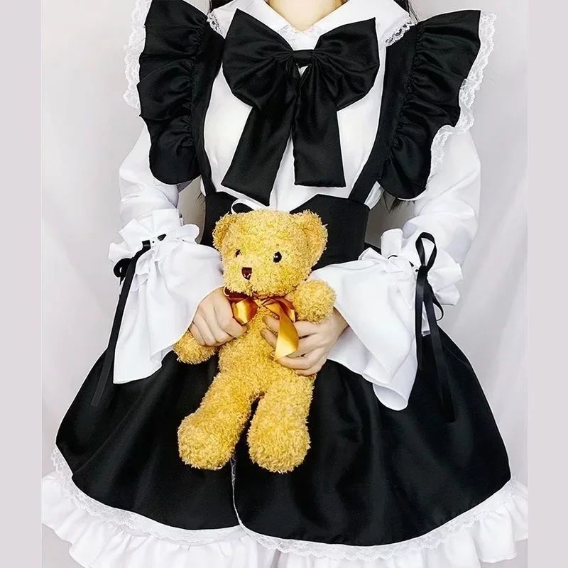 Women Maid Outfit Lolita Cosplay Cute Sexy Erotic Kawaii Cafe Costume Black White Men Uniform Apron Dress Cute Bow Mucama 2026