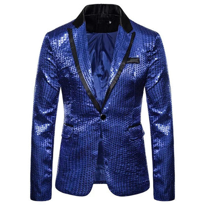 New Fashion Black Sequin Mens Shiny Suit Jacket One Button Blazer For Male Nightclub Singers Stage Dress Blazers Chaqueta Hombre
