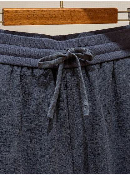 LP high-grade custom-woven cotton fabric summer men's casual elastic waist drawstring sports shorts