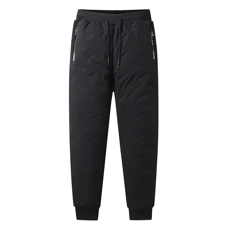 7xl Winter Down Cotton Pants Men's Casual Waterproof Zipper Pocket Thickened Wool Warm Pants Jogger Outdoor Cold-proof Ski Pants