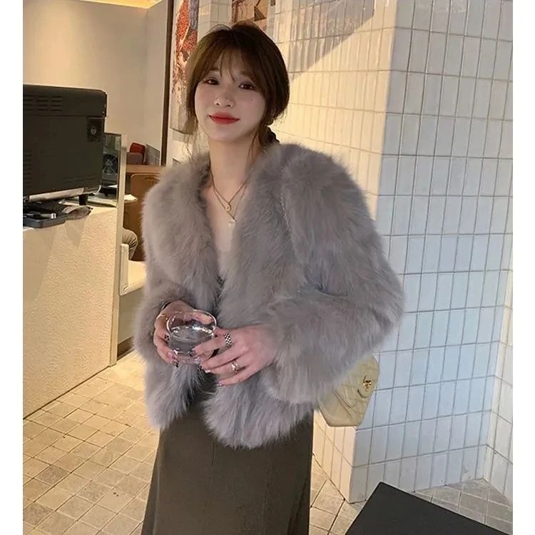 Faux Fur Coat Womens Clothing 2025 New Fashion Casual Imitation Fox Fur Coat Female  Short Loose Comfortable Winter Jacket