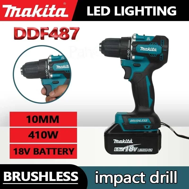 Makita DDF487 Furadeira de Impacto Parafusadeira Recarregável Elétrica de Lítio Brushless 18V 10mm de Grande Torque