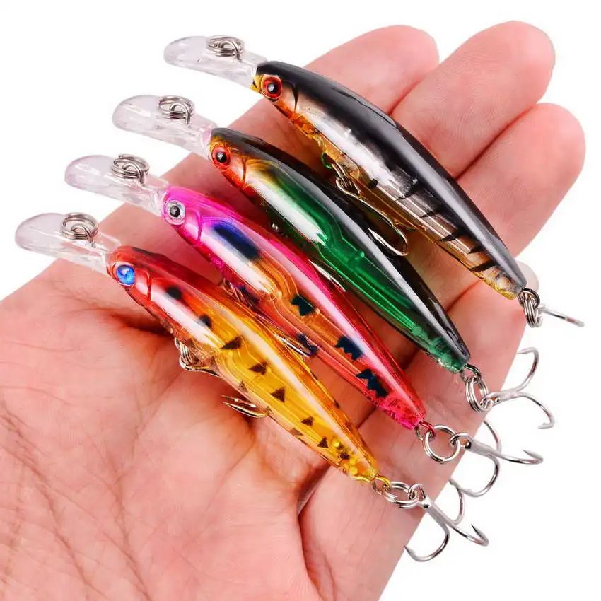 Conjunto de Iscas de Pesca Mini Truta Flutuante Isca Articulada Artifical Crazy Swing Isca Dura de Crank Bait Isca de Lápis