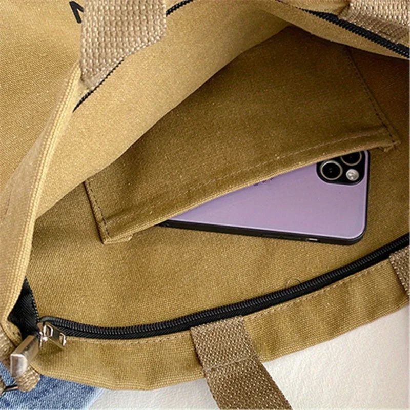 Japanese Canvas Crossbody Bags for Men Women Retro Letter Tote Bag, Trendy Literary Handbag Shoulder Bag for School Work Travel