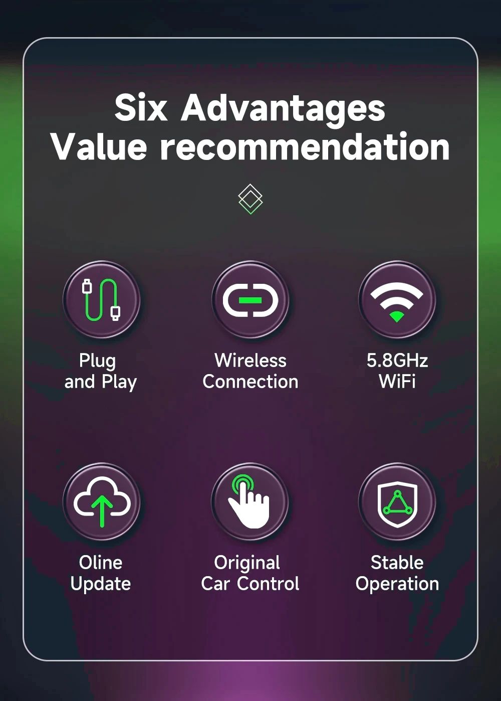 Adaptador Sem Fio Carplay Android Auto para Toyota Mazda Nissan Camry Suzuki Subaru Citroen Audi Mercedes Kia Ford Opel Spotify BT