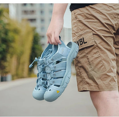 2025 Summer Men's Sandals Thick soled Baotou beach shoes Outdoor oversized casual Shoes Male lightweight hollow sandals Homme