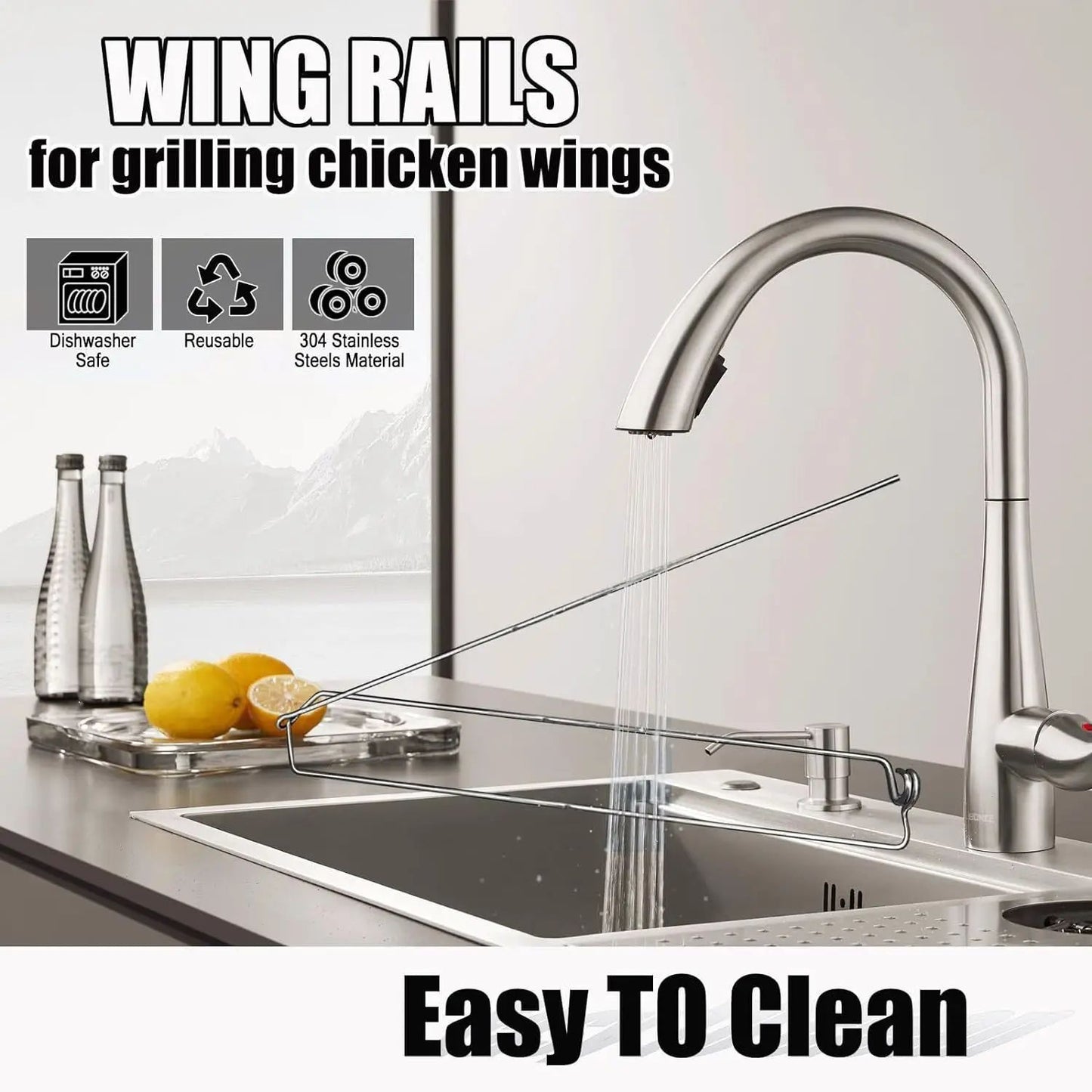 New Product Wingrailsgrilling Outdoor Barbecue Fork Chicken Wing Grill BBQ Barbecue Tools