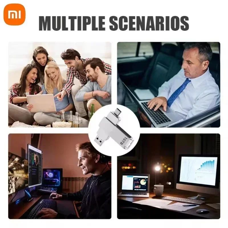 Xiaomi 16TB USB 3.2 Flash Drive 520MB/s High Speed 2 in 1 Type C OTG Pen Drive Waterproof Large Storage for Phone Computer PC