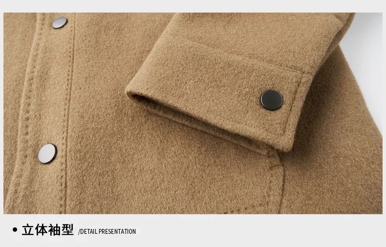 Billy Men's Winter Jacket for Men Double-Sided Woolen Overcoat Short Lapel Autumn Casual Coat Top Black Clothes White Duck Down