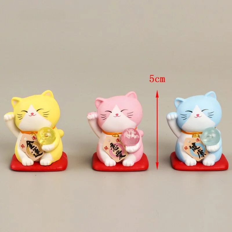 1 unidade Desenho Animado Japonês Gato da Sorte Estatueta 3D Modelo Animal Presente Ornamento de Carro Decoração Artesanal Doméstica Decoração de Vidro Acessórios DIY