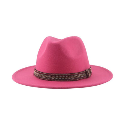 Chapéu Feminino Fedora de Feltro Sólido Casual Chapéu de Inverno Feminino Bonés Masculinos Faixa Panamá Preto Cáqui ????? ??????? Sombrero