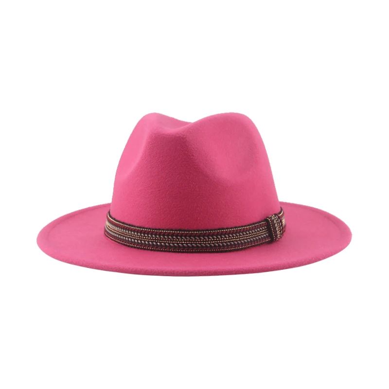 Chapéu Feminino Fedora de Feltro Sólido Casual Chapéu de Inverno Feminino Bonés Masculinos Faixa Panamá Preto Cáqui ????? ??????? Sombrero