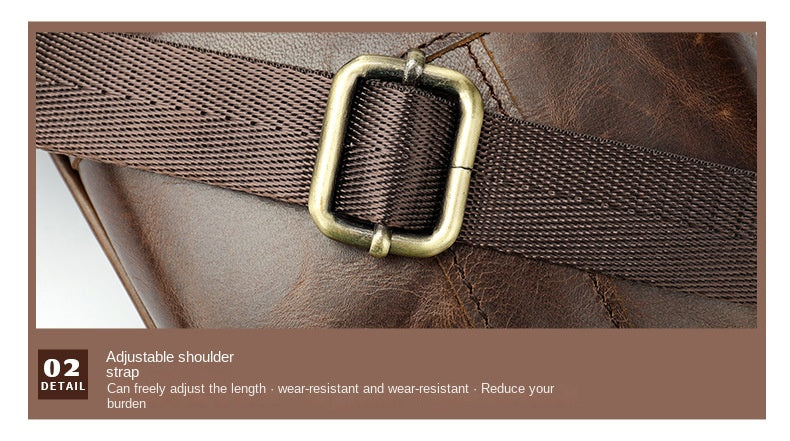 New Men's Cow Leather Chest Bag Man Small Shoulder Casual Male Crossbody Waist Bag