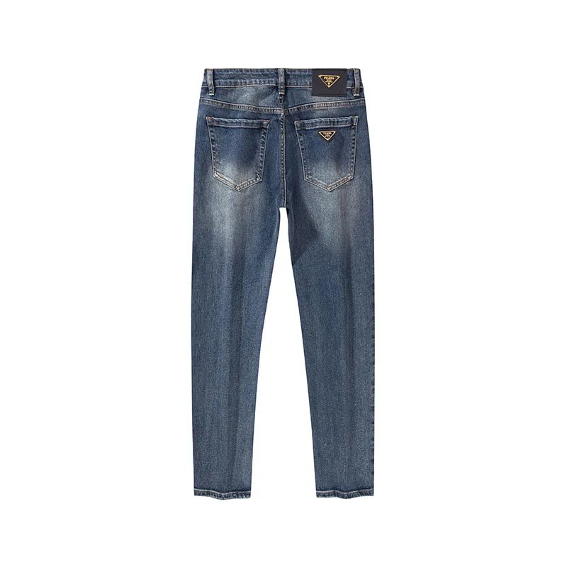 Milão Qualidade Premium Europeia Outono/Inverno Calças Jeans Masculinas Emagrecem Sua Silhueta Solta Reta Elástica Vintage