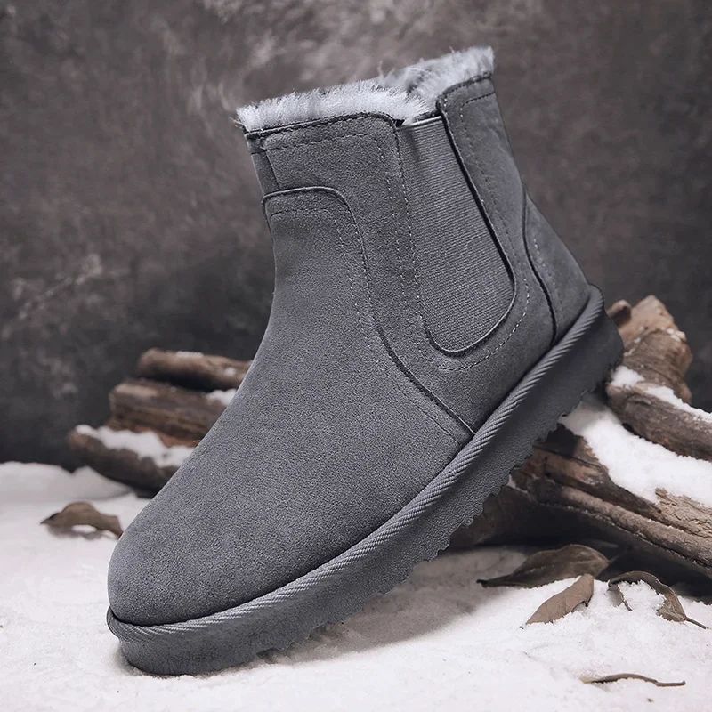 2025 Novas Botas Masculinas de Inverno Quentes de Pelúcia Botas de Couro Casuais de Cano Alto Sapatos de Neve da Moda para o Ar Livre