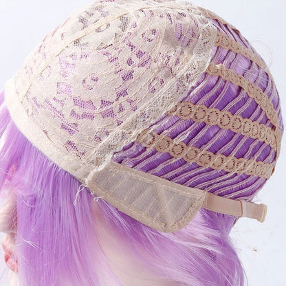 Perucas sintéticas de cabelo rosa com volume de ar, seda de cabelo macia de alta temperatura, cabelo a granel, peruca longa, cacheada, de ondas grandes, lisa, para Cosplay