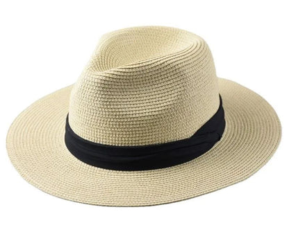Chapéus de Sol Grandes Oversize para Homens Mulheres Praia Panamá Aba Larga Chapéu de Palha Senhora Chapéus de Sol de Verão Plus Size Chapéu Fedora 55-57cm 58-60cm