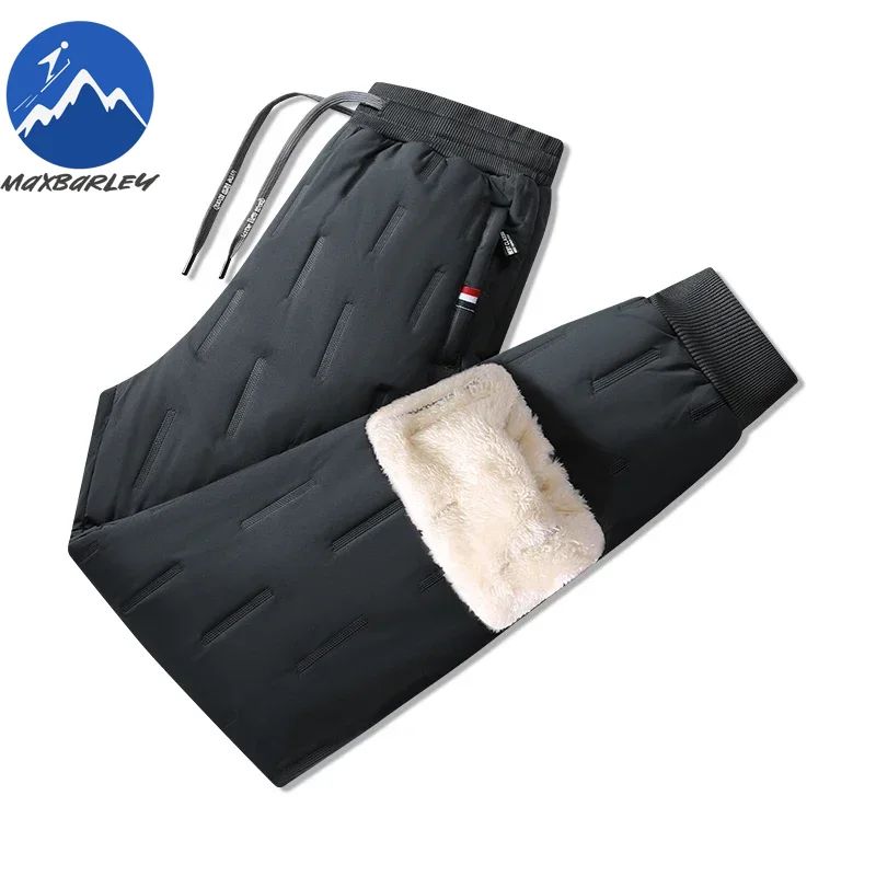 Calça Masculina de Algodão Acolchoada para o Inverno, Moda Masculina, Pelúcia Grossa, Lã, Calça Esportiva, 7XL, Casual, Impermeável, À Prova de Frio, Calça Masculina de Corrida para Baixo