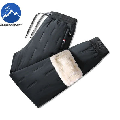 Calça Masculina de Algodão Acolchoada para o Inverno, Moda Masculina, Pelúcia Grossa, Lã, Calça Esportiva, 7XL, Casual, Impermeável, À Prova de Frio, Calça Masculina de Corrida para Baixo