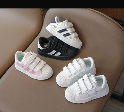 Childrens Baby Sneakers Blue Leather Boys Girls Toddler Shoes Four Seasons Models Pink Versatile Non-slip Small Kid Single Shoes