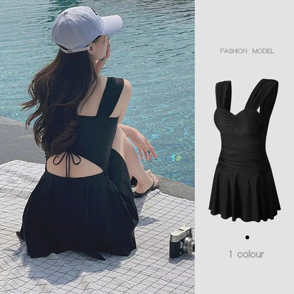 New Summer Women's Solid Color One-piece Swimsuit Slimming and Sexy Backless Tight Swimsuit Outdoor Party Pool Swimsuit