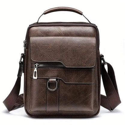 Men's Crossbody Bags Business Flap Male Solid Messenger Bag Travel Bag Brand Men Shoulder Bag for 9.7" iPad Men PU Leather Flaps