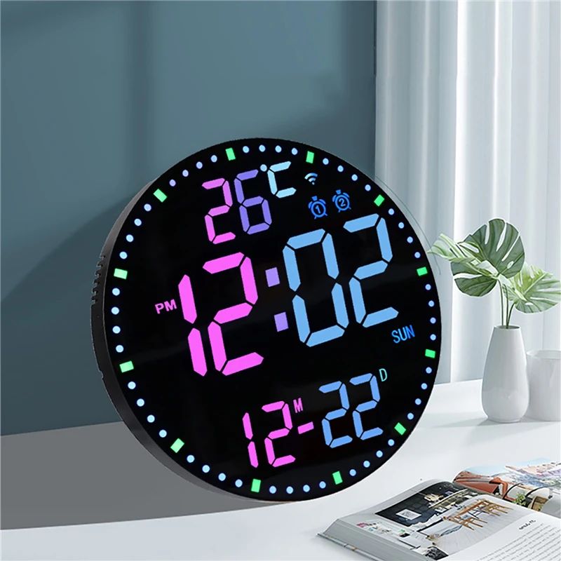 RGB LED Digital Wall Clocks Intelligent Wifi App Control Temperature Date Week Display Multi-functional Electronic Alarm Clock