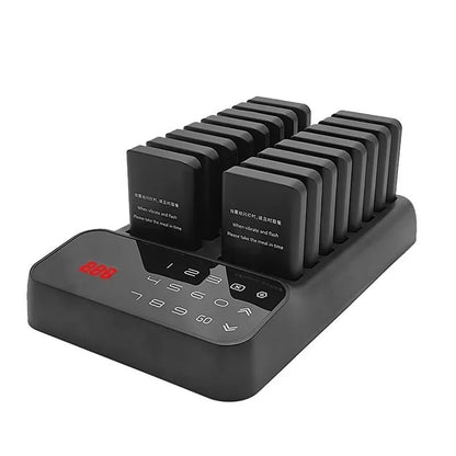 Wireless Restaurant Pagers Calling System 16 Coasters Buzzer Vibrator Bell Receivers For Food Truck Bar Coffee Fast Food Hotel