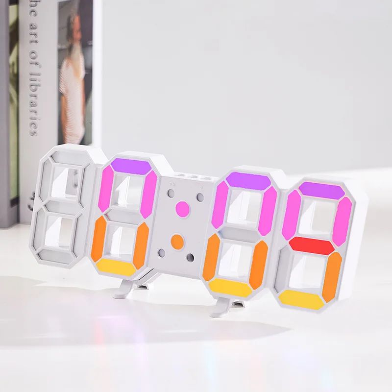 3D LED Digital Wall Clock RGB Modern Design Living Room Decor Date/Temperature Table Alarm Nightlight Brightness Desktop Clocks