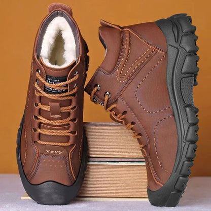 2025 Quente Venda Inverno Novo Sapatos de Algodão Mais Lã Grossa Casual Sapatos Esportivos Masculinos Tênis Cano Alto de Couro Moda Botas de Neve