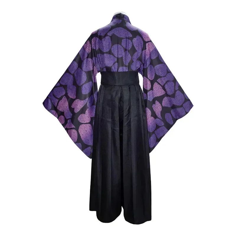 2026 New Edition Kokushibo Role-Play Wig, Temporary Tattoos, Anime-Print Kimono Top, Halloween Party Costume
