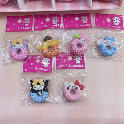 6 pçs/conjunto Borracha Sanrio Anime Hello Kitty Kurumi Cão Canela Donut Borracha Lápis Artigos de Papelaria Estudantis Presentes Infantis