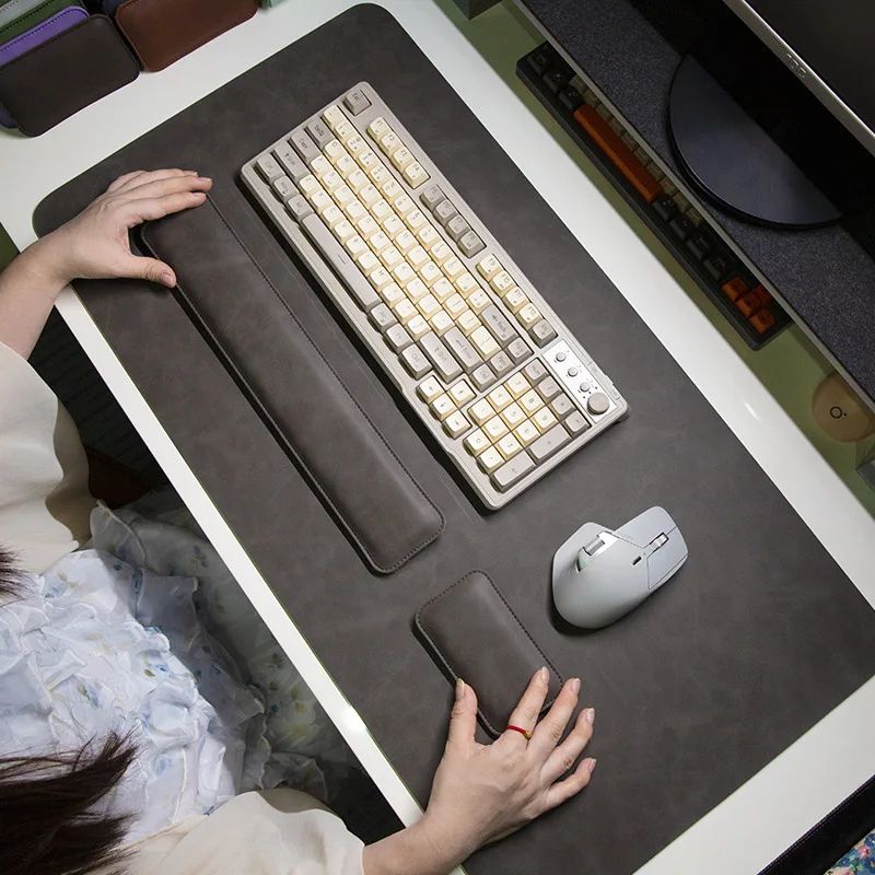 Desk Mat Waterproof PU Mouse Pad Large Mousepad Laptop Non-slip Desk Pad Keyboard Mats Mouse Mat Mouse Wrist Guard Three Pieces