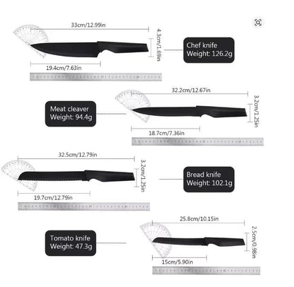 Conjunto de Facas, 15 Peças Conjunto de Facas de Cozinha com Bloco Autoafiável, Lavável na Lava-louças, 6 Facas de Carne, Cabo Antiderrapante, Preto