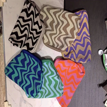 2025 NEW Ladies Beach Shoulderbag Vintage Letter Crochet Knitted Tote Crochet Cord Fabric Shopping Bag Unclosed Unlined Purse